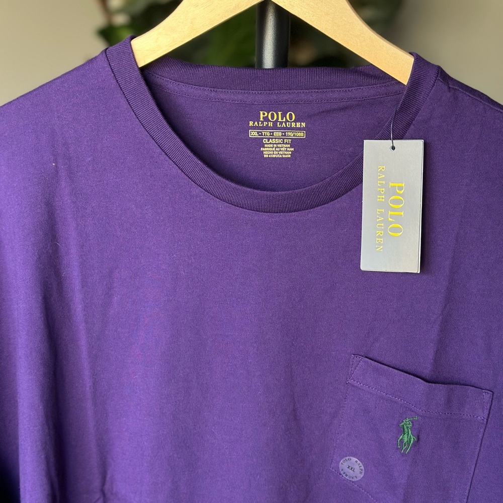 XXL Classic Fit Polo Ralph Lauren Royal Purple, Green Short Sleeve Tee Shirt - Picture 6 of 6